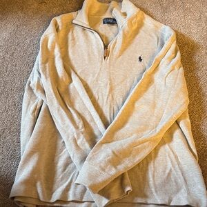 Polo by Ralph Lauren Men's Quarter Zip Sweater – Light Beige with Navy Pony
